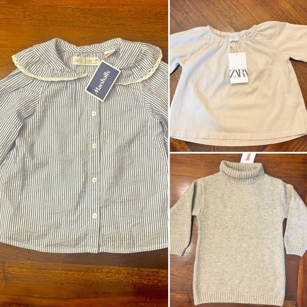 NWT Bundle x3 Zara Tops Sweater Blouse Shirt (2-3 / 3-4)